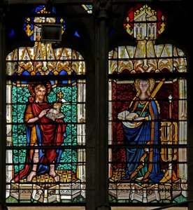Fenster w134, den Heiligen Johannes den Täufer und die Heilige Katharina darstellend