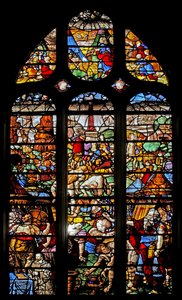 Fenster w16, die Israeliten sammeln das Manna von French School
