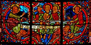 Fenster w17 Darstellung einer Szene aus dem Leben der Heiligen Maria Magdalena - die Heilige wäscht die Füße Christi von French School