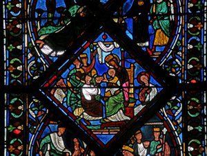 Fenster w1 mit der Anbetung der Heiligen Drei Könige von French School