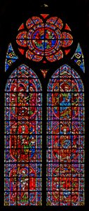 Fenster w203, die Verkündigung und Kindheit Christi darstellend