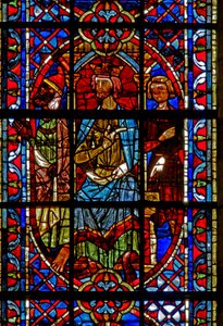 Fenster w204, St. Peter und St. Paul vor Kaiser Nero darstellend