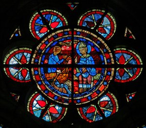Fenster w205, den heiligen Nikolaus einen Ruderer segnend darstellend von French School