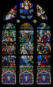 Fenster w20, das Fenster des Heiligen Johannes des Täufers: Jordan-Taufe; Predigen und Verhören