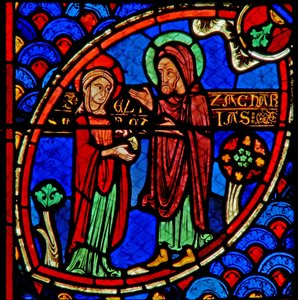 Fenster w20 Darstellung von Zacharias und Elisabeth, den Eltern des Heiligen Johannes des Täufers