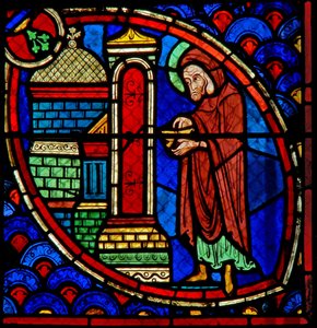 Fenster w20 Darstellung von Zacharias, dem Vater des Heiligen Johannes des Täufers, im Tempel