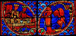 Fenster w20 Darstellung einer Szene aus dem Leben des Heiligen Johannes des Täufers: Salome tanzt für Herodes von French School