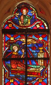 Fenster w212, Darstellung des Todes und der Himmelfahrt von Johannes von French School