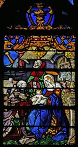 Fenster w21, die Anbetung der Magier darstellend