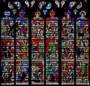 Fenster w229 zeigt die Geschichte von Tobias von French School