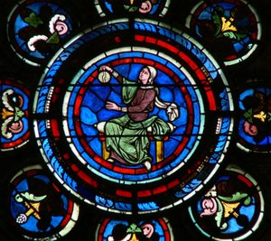 Fenster w235 zeigt die Freien Künste: Astronomie von French School