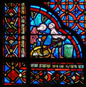 Fenster w23 zeigt Stifter - Maurer von French School