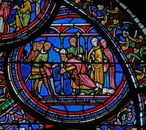 Fenster w23, Darstellung des Mordes an Heiligen Thomas Becket