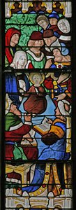Fenster w2, Christus mit den Ärzten im Tempel