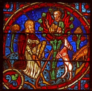 Fenster w2, Darstellung von Moses und dem brennenden Dornbusch