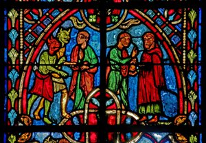 Fenster w2, Szene aus der Theophilus-Geschichte (modern)