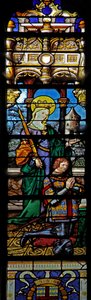 Fenster w3 mit der heiligen Barbara und einem Stifter