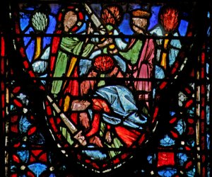 Gottes Soldat erscheint Josua, der zu Boden fällt. Josua V 13-16