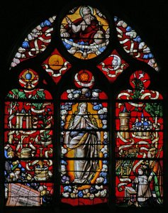 Fenster w4 mit der Unbefleckten Empfängnis oder der Litanei von Loreto von French School