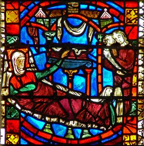Fenster w51, Darstellung der Geburt von St. Nikolaus von French School