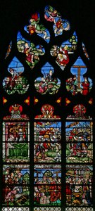 Fenster w8, Darstellung der Hl. Helena, Konstantin und der Triumph des Kreuzes von French School