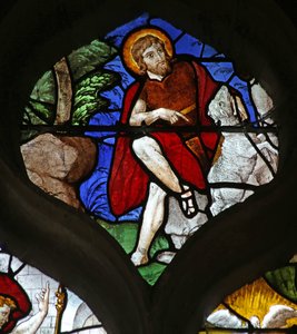 Fenster w9 mit Darstellung von St. Johannes dem Täufer (größtenteils modern) von French School