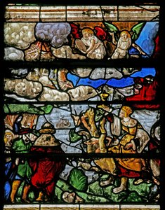 Fenster w9 mit einer Szene aus dem Buch der Offenbarung des Johannes