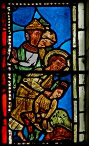 Fenster wXV mit Petrus, der Malchus das Ohr abschneidet von French School