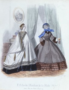 Frauen im Umhang und Mantel, Modeplatte aus L