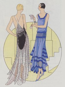 Abendmode der Frauen aus den 1930er Jahren von den Designern Jenny und Philippe et Gaston