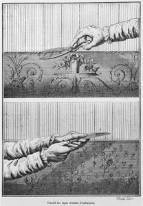 Arbeiten an Samt-Aubusson-Teppichen von French School