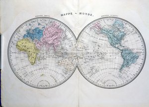 Weltkarte, Illustration aus Atlas Geographique Moderne von Prosper-Auguste Poulain de Bossay, ca. 1850