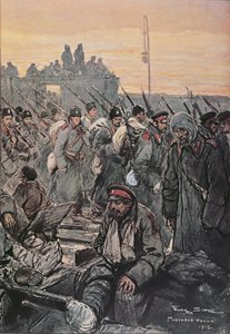 Verwundete bulgarische Soldaten während der Balkankampagnen 1912-13