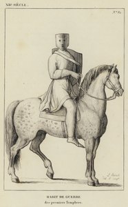 12. Jahrhundert, Kriegsgewand, der ersten Templer (Gravur) von French School