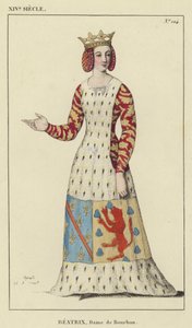 XIV Jahrhundert, Beatrix, Dame von Bourbon (farbiger Stich) von French School