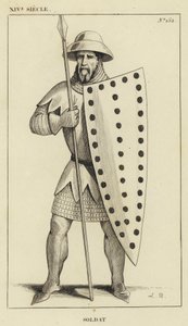 14. Jahrhundert, Soldat (Gravur) von French School