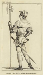 14. Jahrhundert, Soldat, genannt der Weiße Kapuzenmann (Gravur) von French School