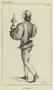 14. Jahrhundert, ein Diener (Gravur)