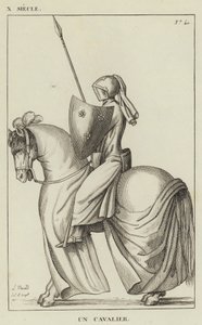 10. Jahrhundert, ein Reiter (Gravur) von French School