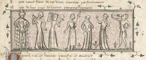 Yates Thompson 21, f. 165, Die sieben Todsünden, ca. 1380