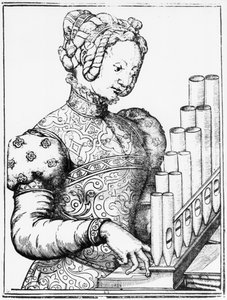 Junge Frau spielt ein tragbares Orgel