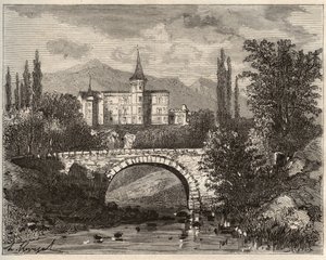 Schloss Rochelambert im Tal der Borne Haute-Loire (43) - Gravur in „La France illustrée: Geographie, Geschichte, statistische Verwaltung“ von V.A. Malt-Brown. 1884 von French School
