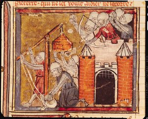 f.275r Belagerung des Schlosses von Chinon, Grandes Chroniques de France, 1375-79 von French School