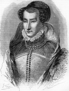 Porträt von Jeanne III. von Albret (1528-1572), Mutter von König Heinrich IV. und Ehefrau von Antoine de Bourbon. In „Histoire Populaire de la France“, ca. 1885. Gravur.