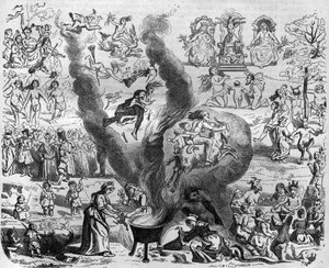 Die Aberglauben des Jahres Tausend: der Sabbat. Gravur in „Histoire des Papes-Rois-Queen und Empereurs à travers les siècles“ von Maurice Lachatre