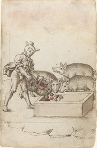 Ein Narr, der Schweinen Blumen füttert [fol. 42 recto]