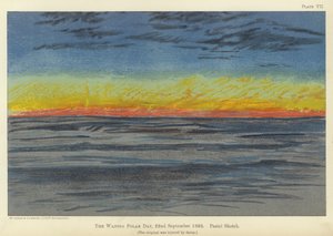 Der schwindende Polartag, 22. September 1893, Pastellskizze (Farblithografie) von Fridtjof Nansen
