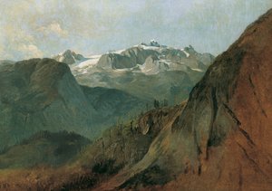 Der Dachstein vom Plassen bei Hallstatt von Friedrich August Mathias Gauermann