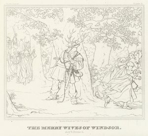Die lustigen Weiber von Windsor, Akt V, Szene 4 von Friedrich August Moritz Retzsch