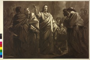 Aquatinta von Henry Frederick Fueger Christus und die Ehebrecherin